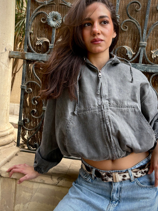 Premiuem Gray Washed Denim Jacket