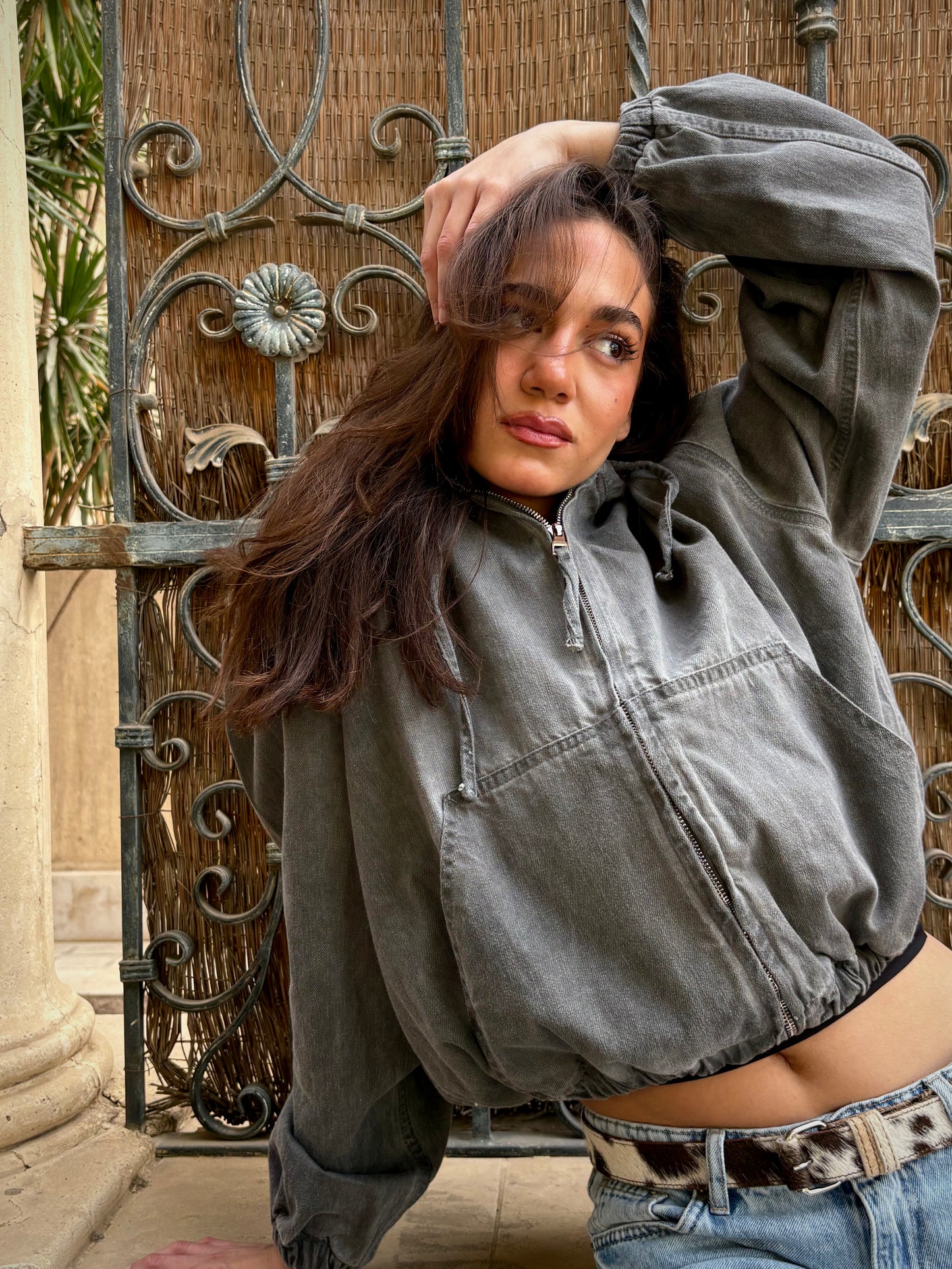 Premiuem Gray Washed Denim Jacket