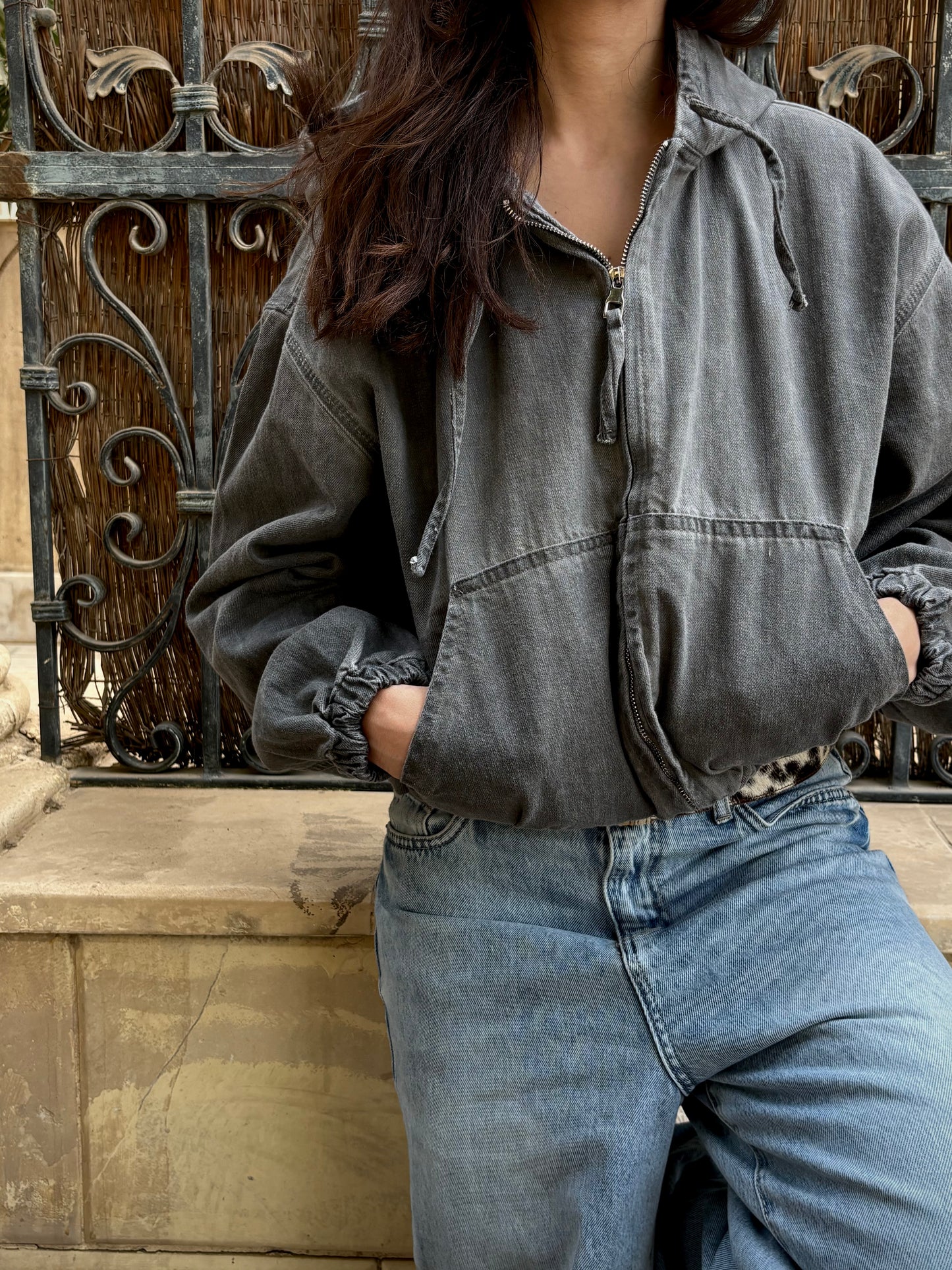 Premiuem Gray Washed Denim Jacket