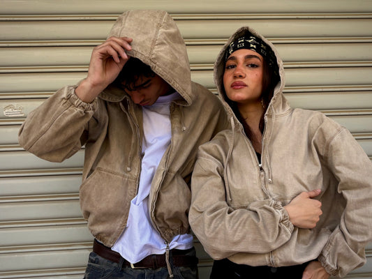 Premiuem Biege Washed Denim Jacket