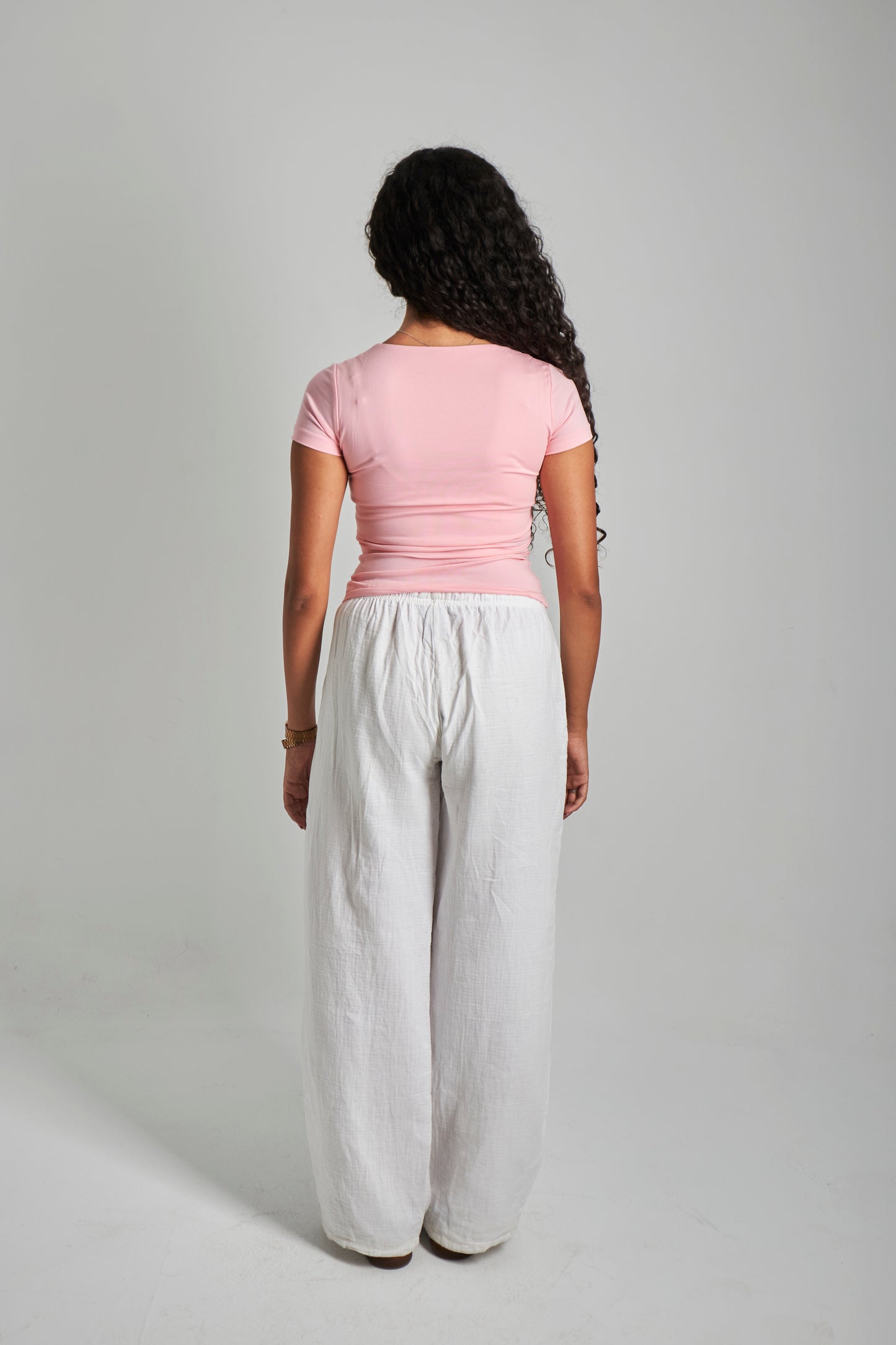 Baby Pink Square Neck Cotton Basic Top – Double Layered |
