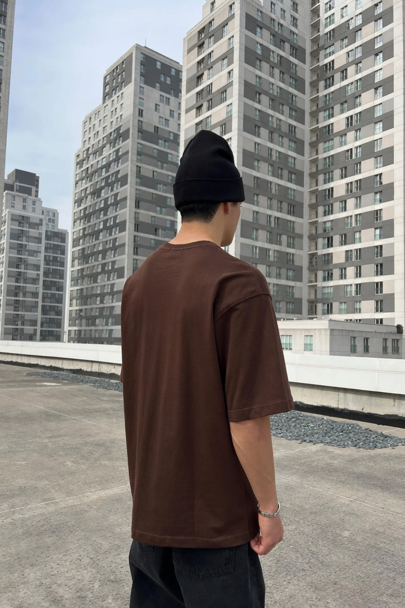 Brown Oversized T-shirt '' Basic ''