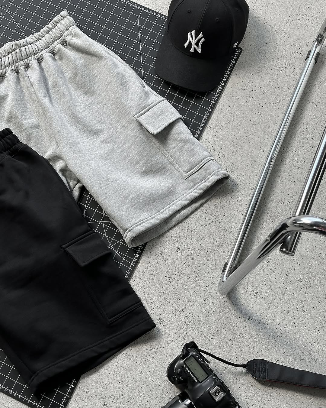 Gray Unisex Cargo Sweatshorts