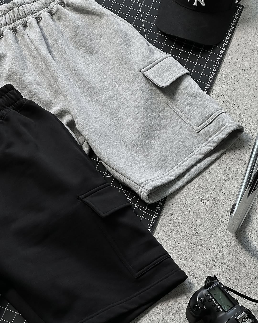Gray Unisex Cargo Sweatshorts