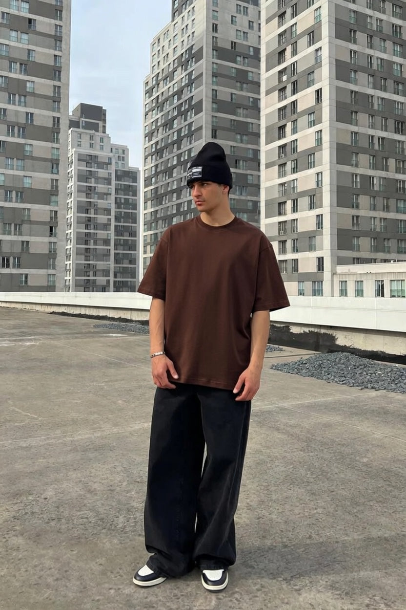 Brown Oversized T-shirt '' Basic ''