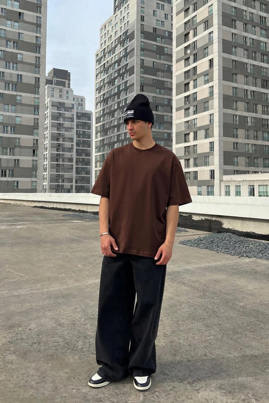 Brown Oversized T-shirt '' Basic ''
