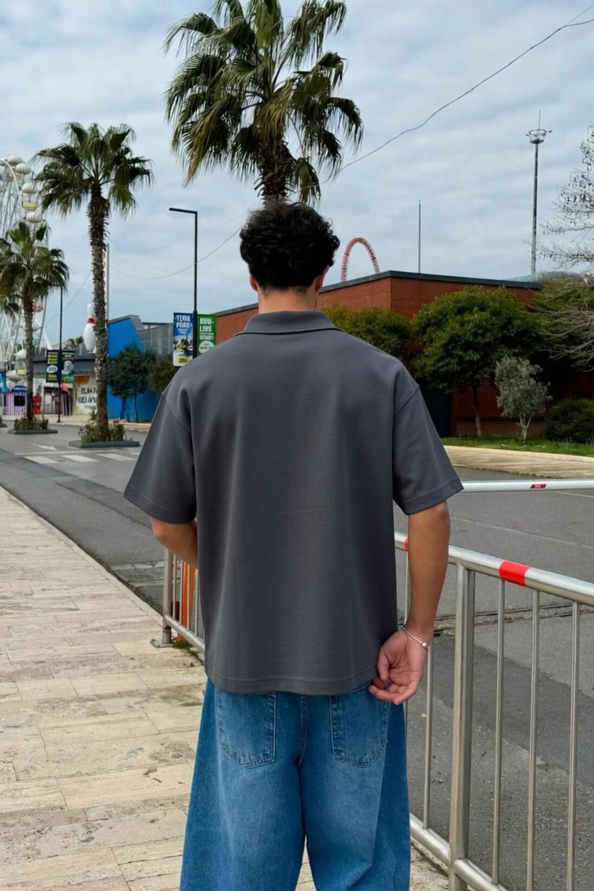 Iron Gray Boxy Polo Tee