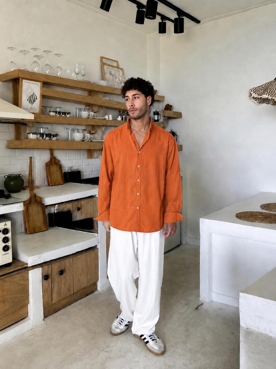 Premium Orange Linen Shirt