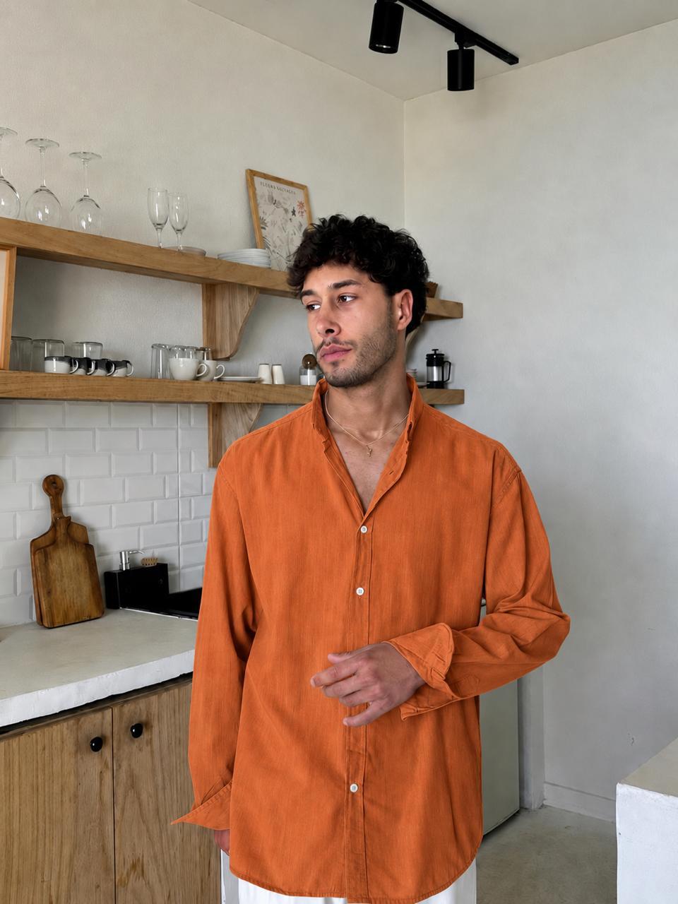 Premium Orange Linen Shirt