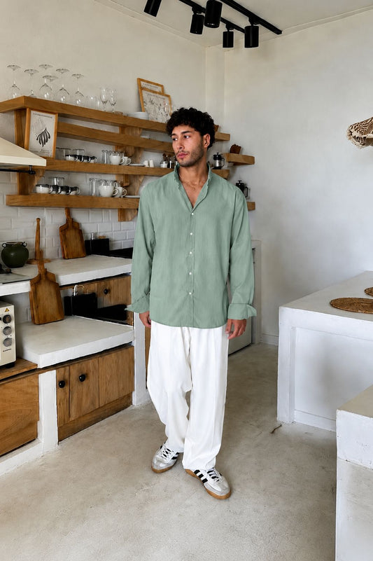 Premium Mint Green Linen Shirt