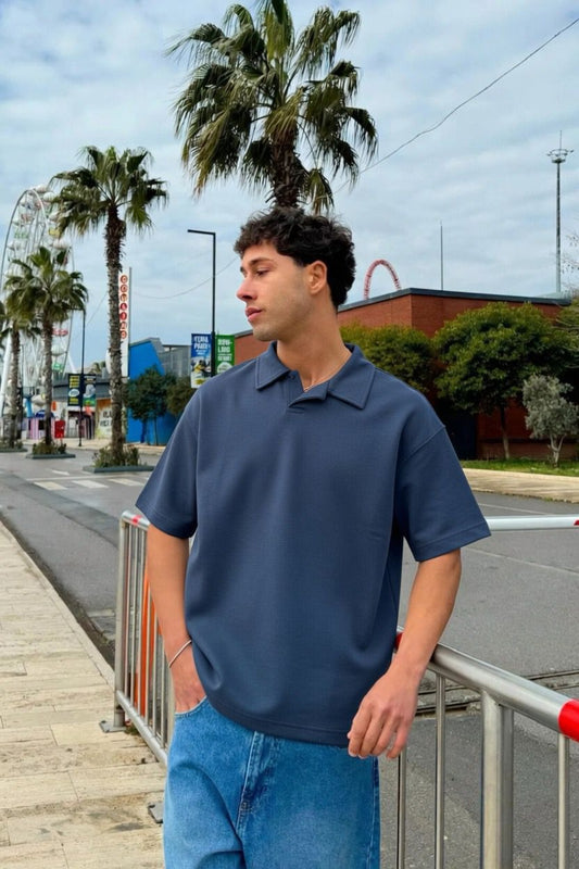 Indigo Boxy Polo Tee
