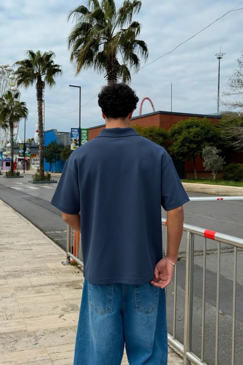 Indigo Boxy Polo Tee