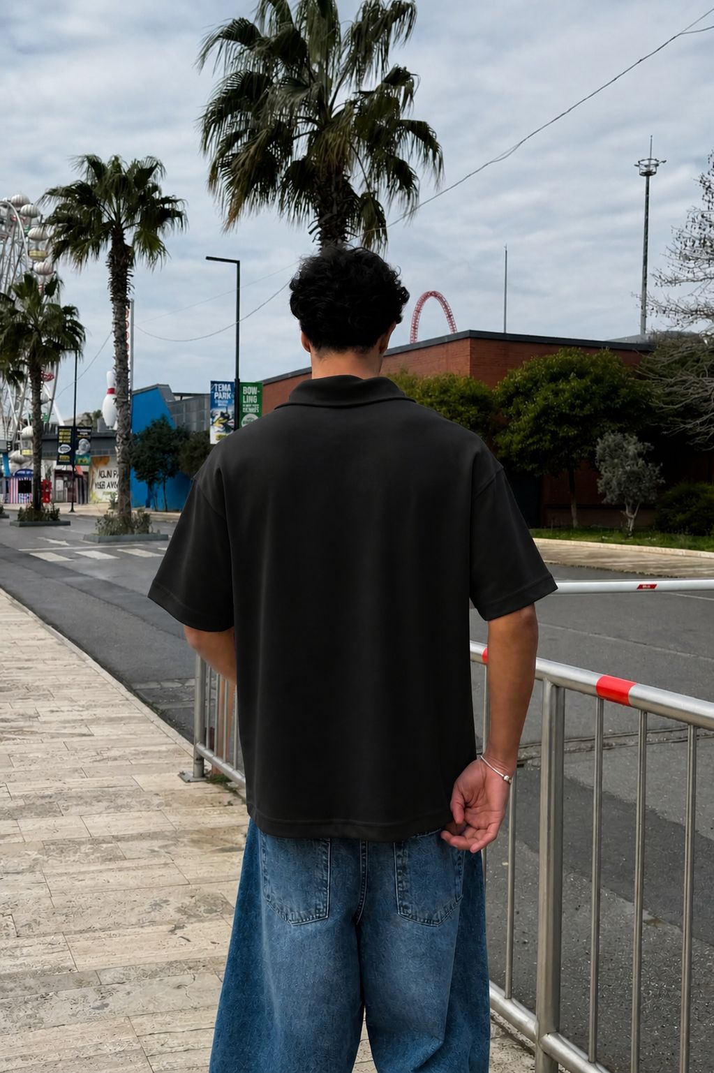 Black Boxy Polo Tee