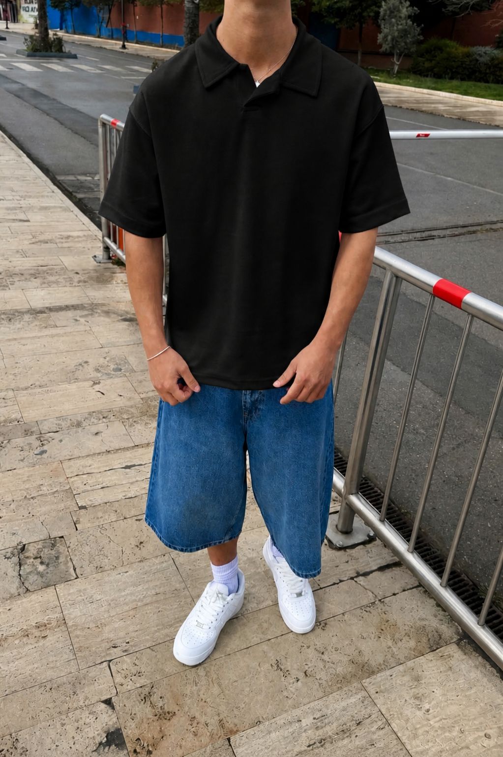 Black Boxy Polo Tee