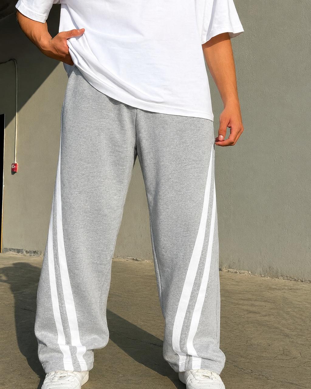 Gray Striped Track Pants