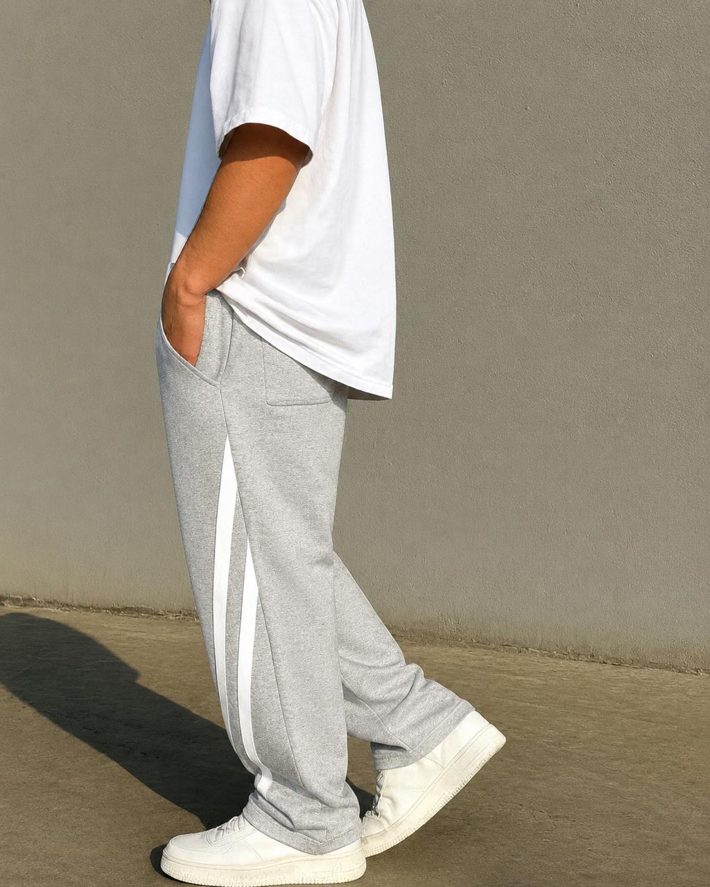 Gray Striped Track Pants