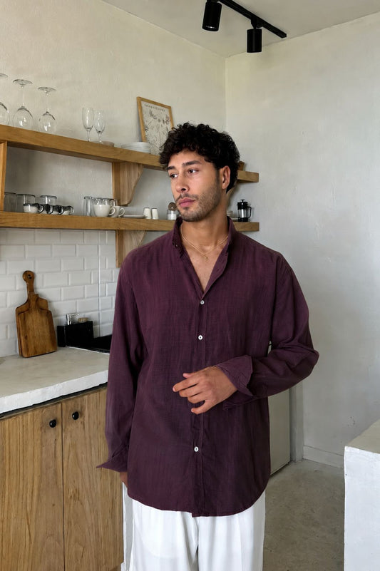 Premium Burgendy Linen Shirt