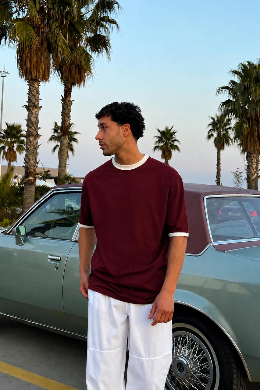 Premium Burgundy Ringer Tee