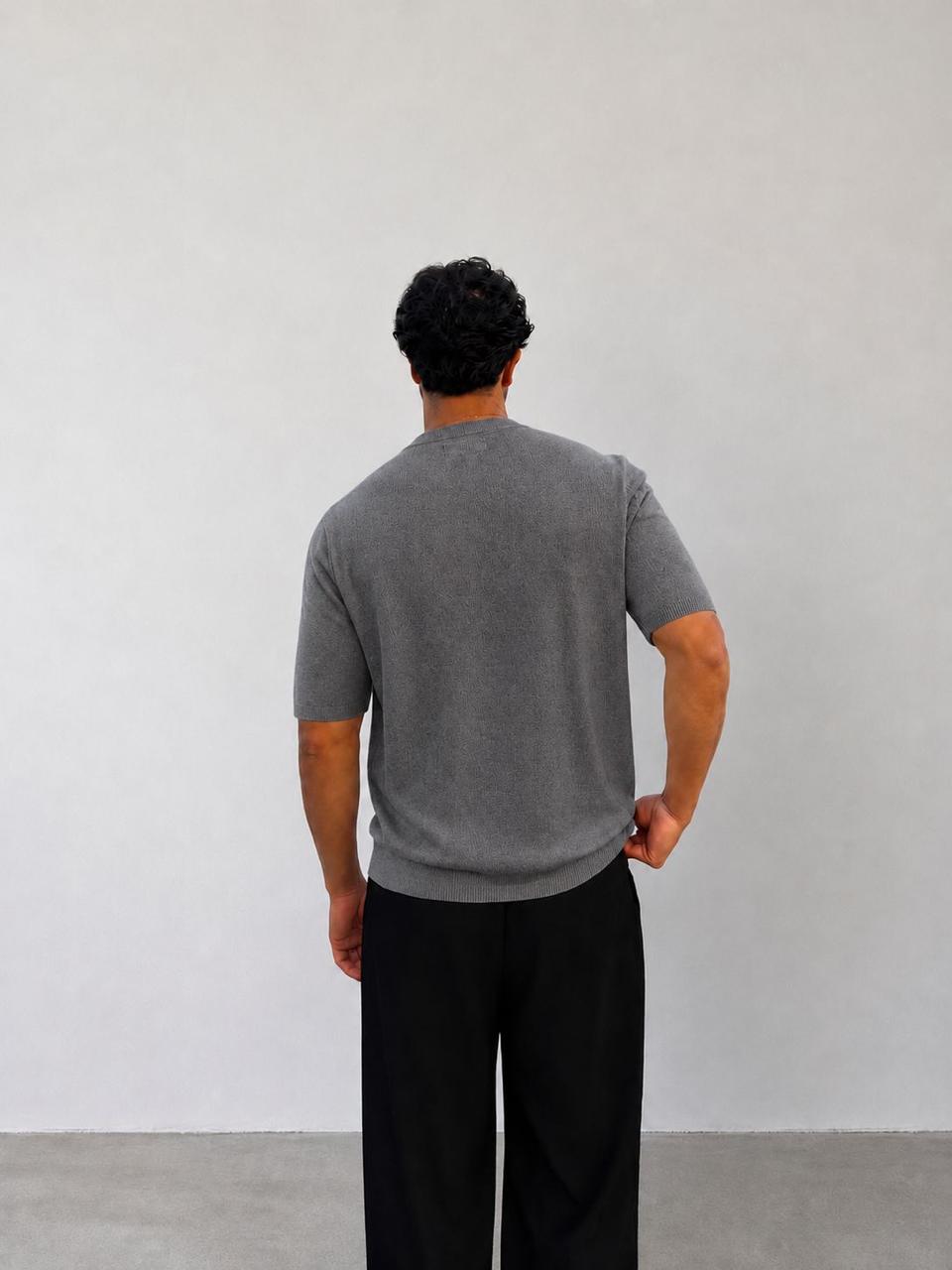 Iron Gray Knit Round Neck Tee