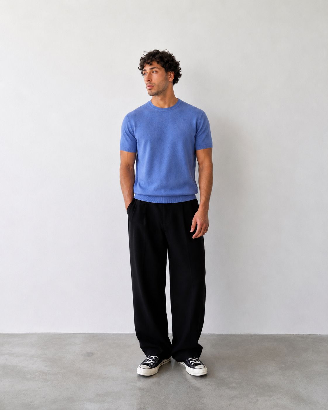 Royal Blue Knit Round Neck Tee