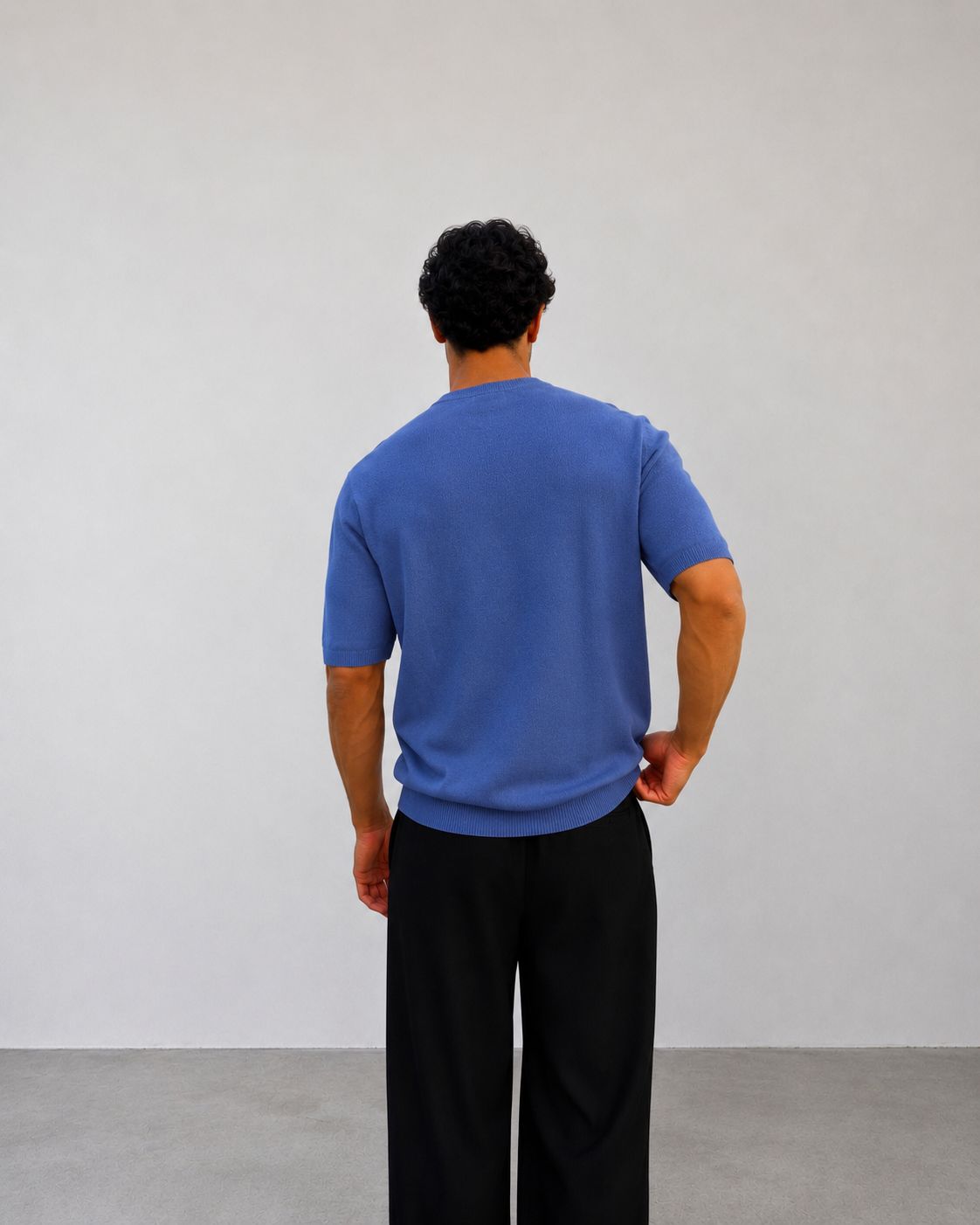 Royal Blue Knit Round Neck Tee