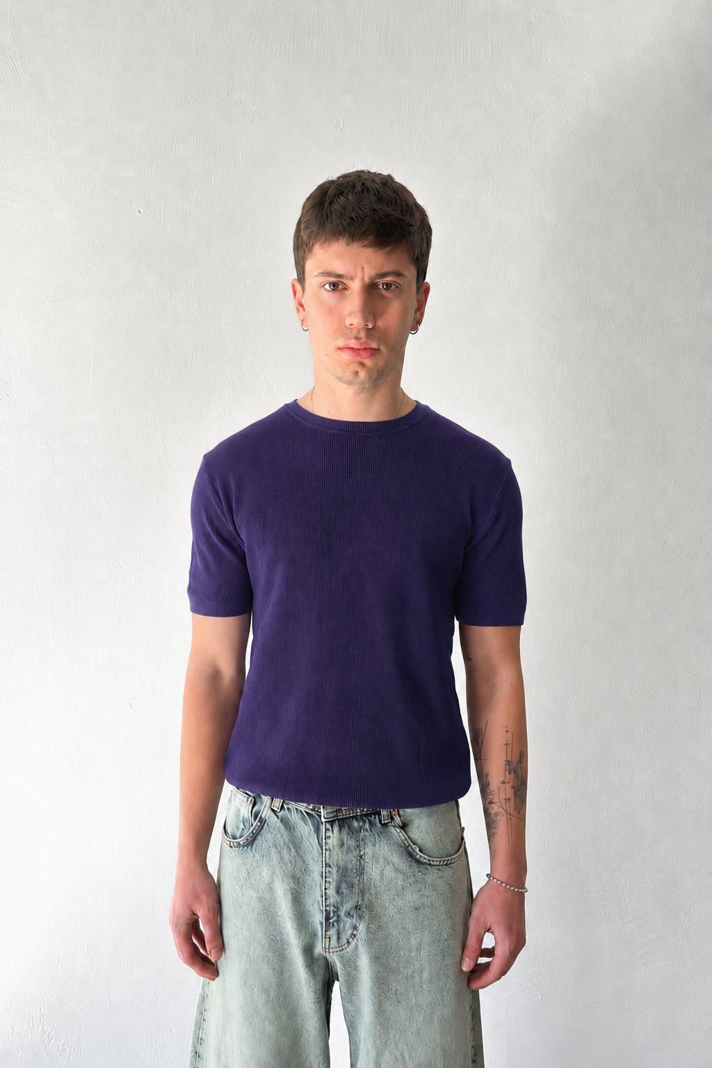 Indigo Premium Ribbed Knit Tee