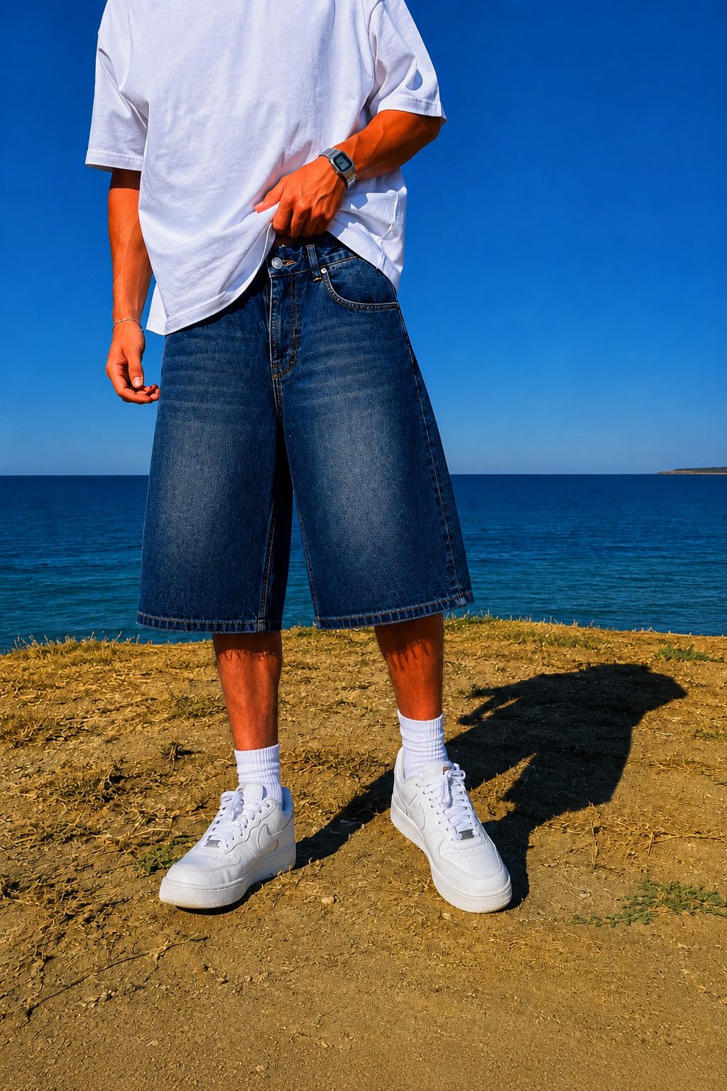 Vintage Blue Washed Baggy Denim Short