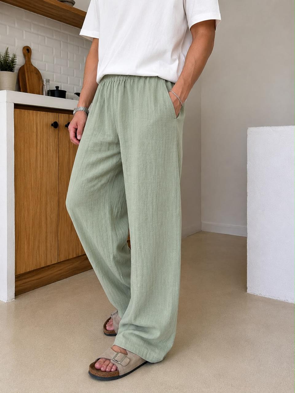 Mint Green Premium Crinkle Pant