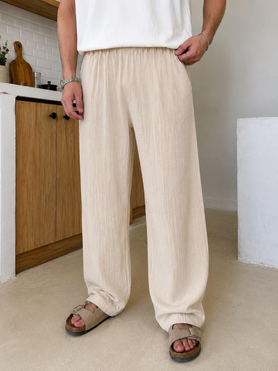 Beige Premium Crinkle Pant
