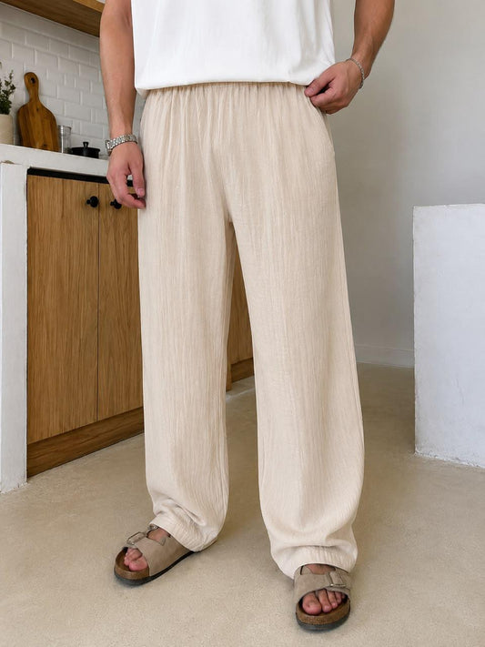 Beige Premium Crinkle Pant