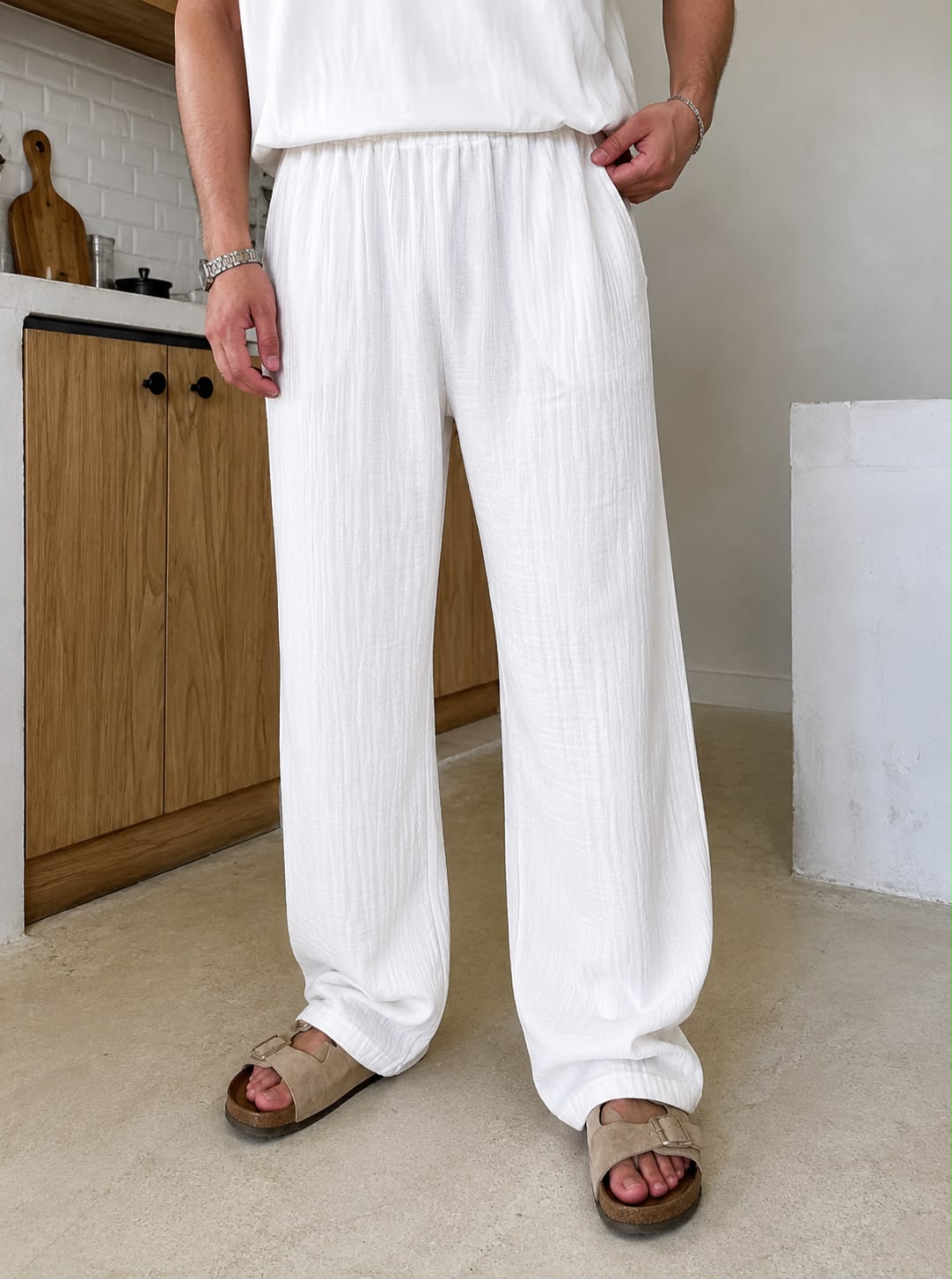 White  Premium Crinkle Pant