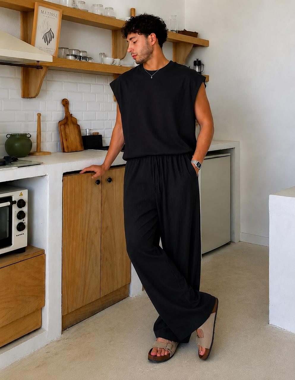 Black Premium Crinkle Pant