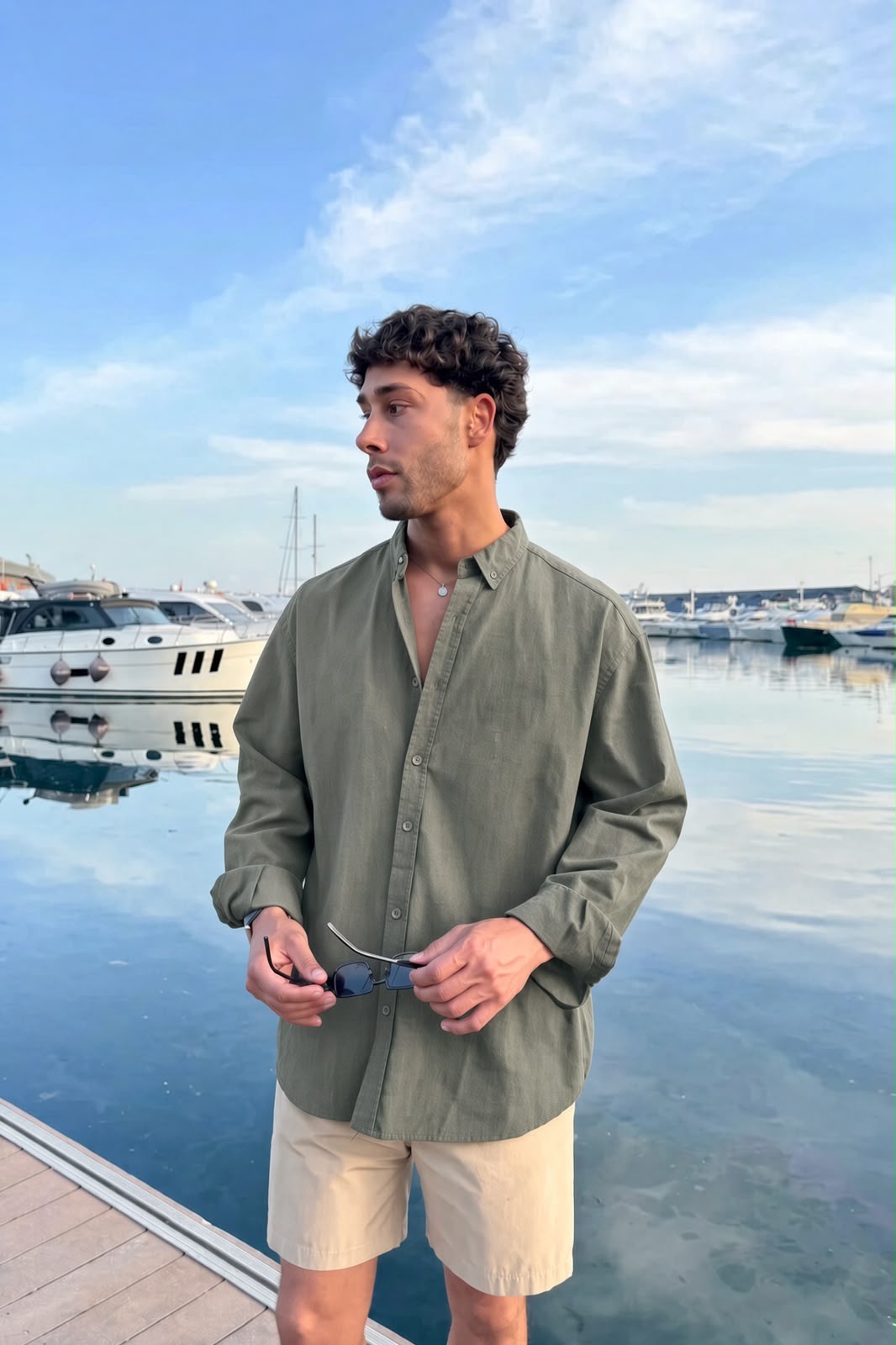 Premium Army Green Linen Shirt