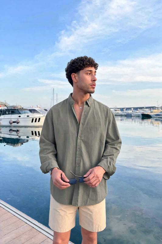 Premium Army Green Linen Shirt
