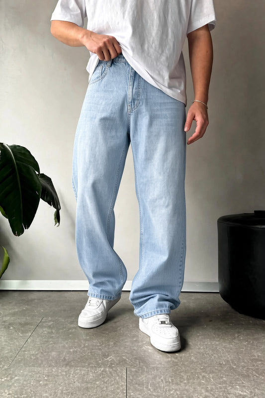 Light Blue Washed Baggy Fit Denim 10
