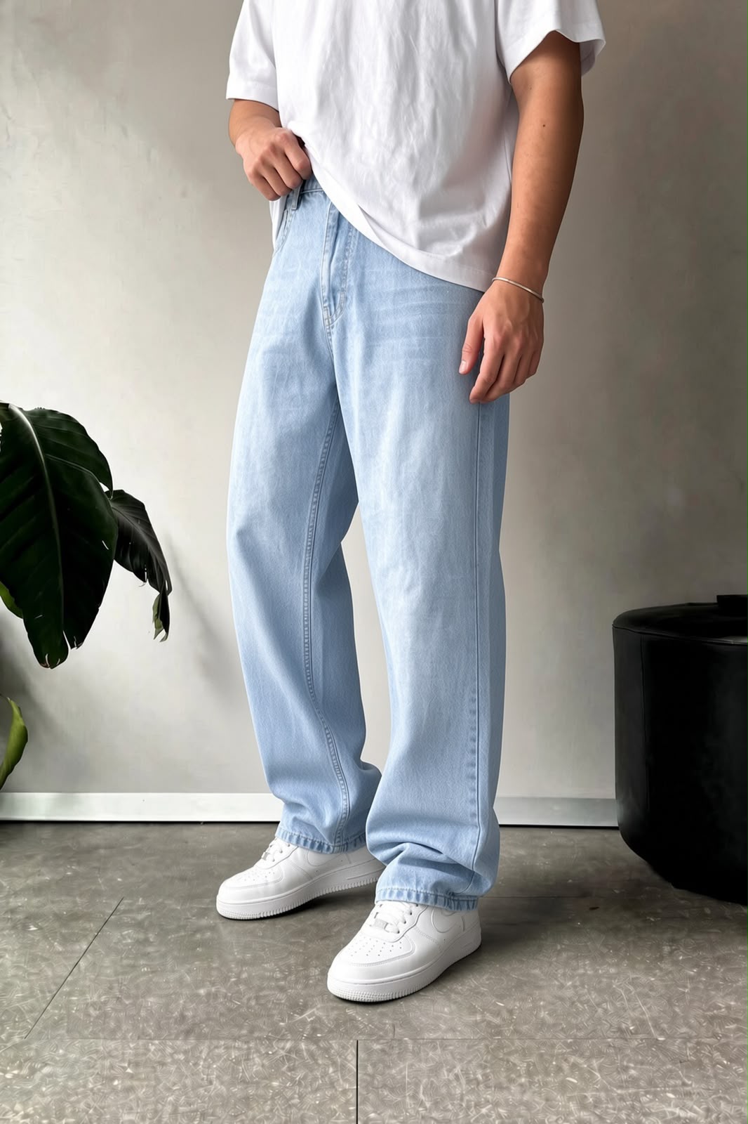 Light Blue Washed Baggy Fit Denim 10