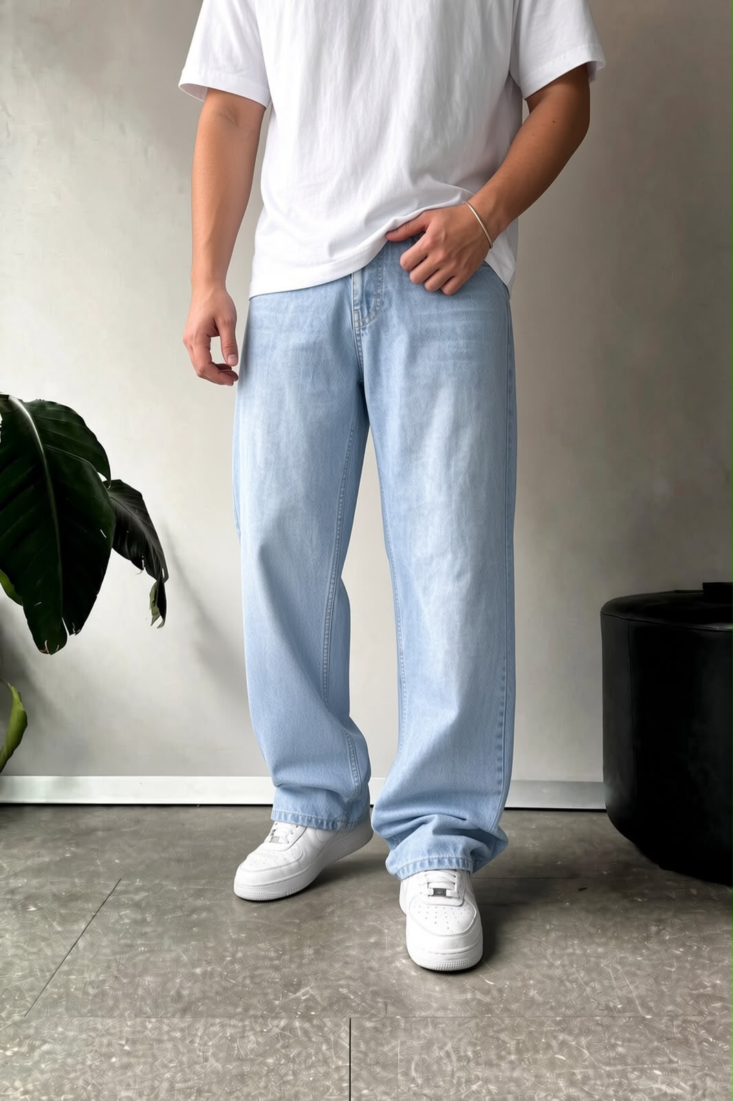 Light Blue Washed Baggy Fit Denim 10