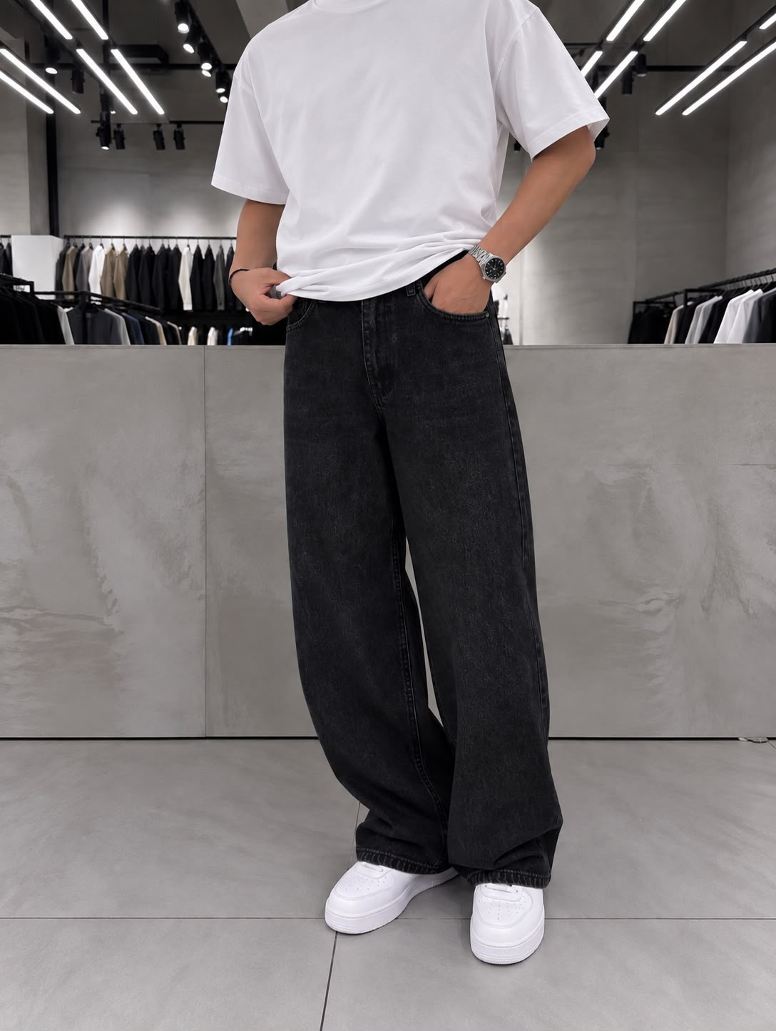 Raw Black Super Baggy Denim