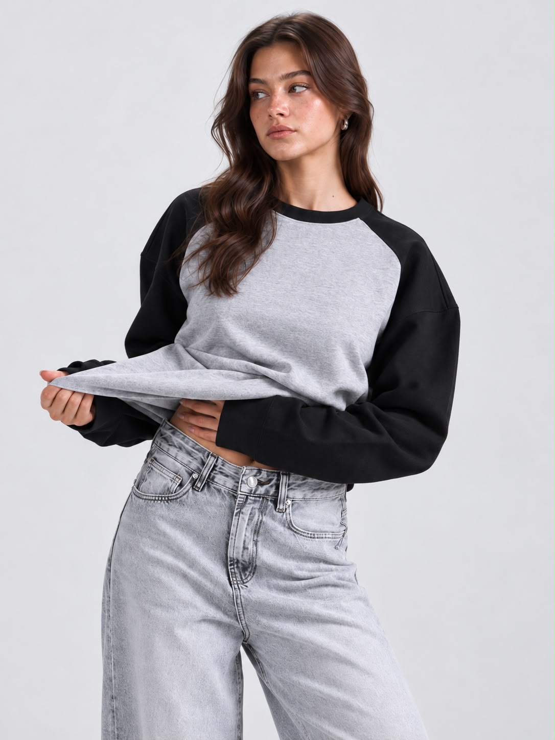 Grey X Black Raglan tee