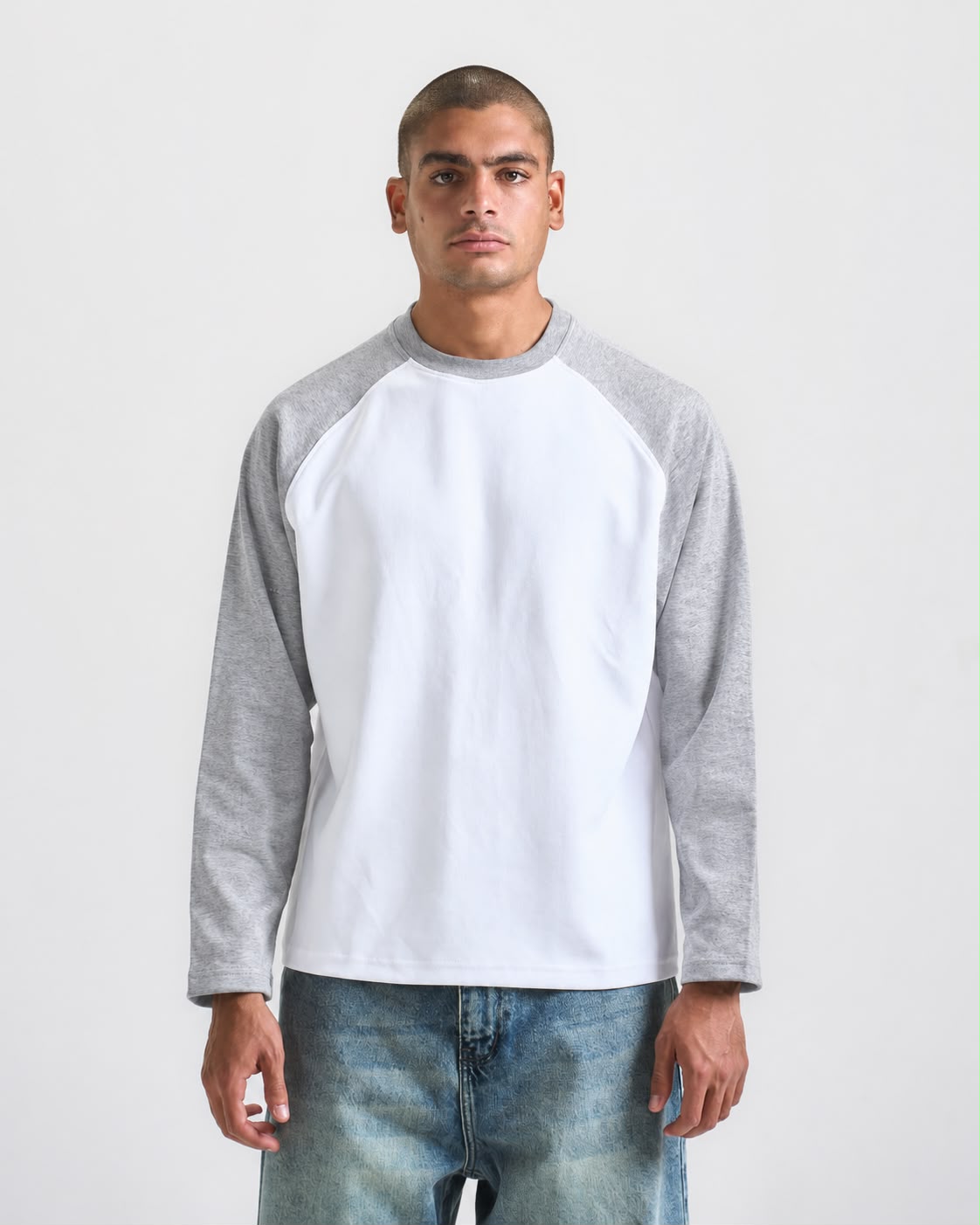 Grey X White Raglan tee