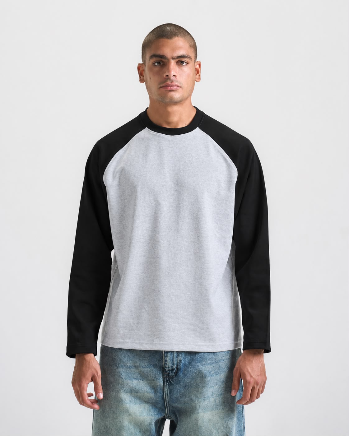 Grey X Black Raglan tee