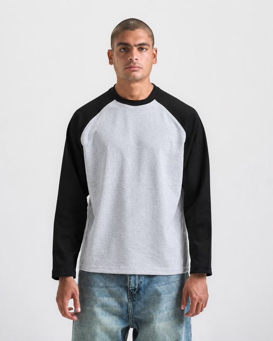 Grey X Black Raglan tee