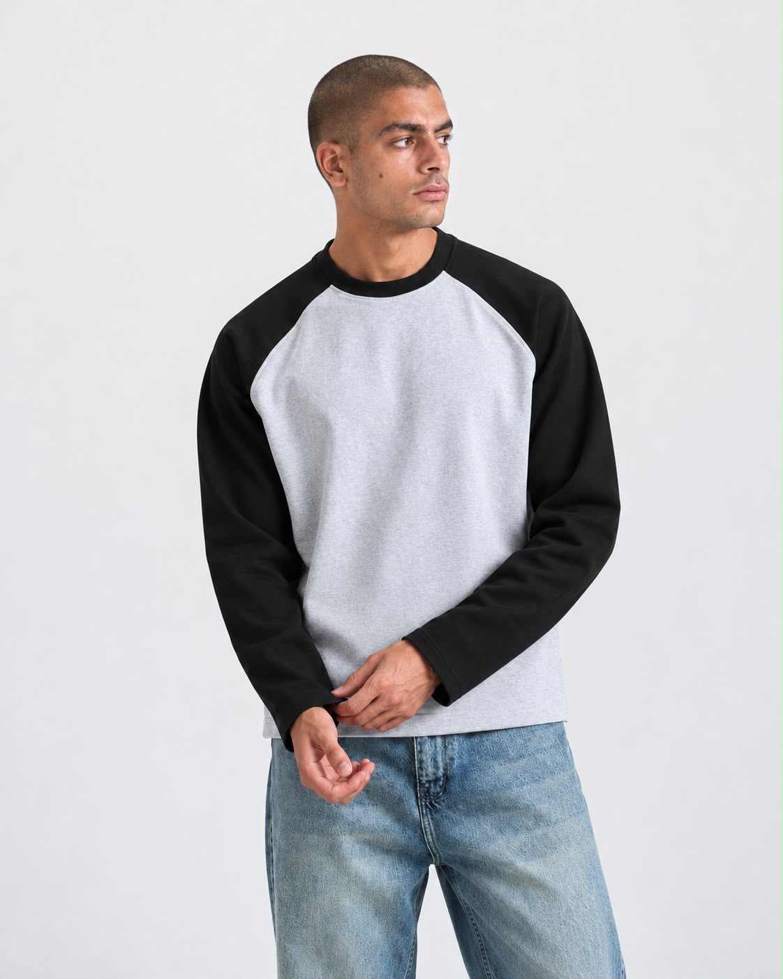 Grey X Black Raglan tee