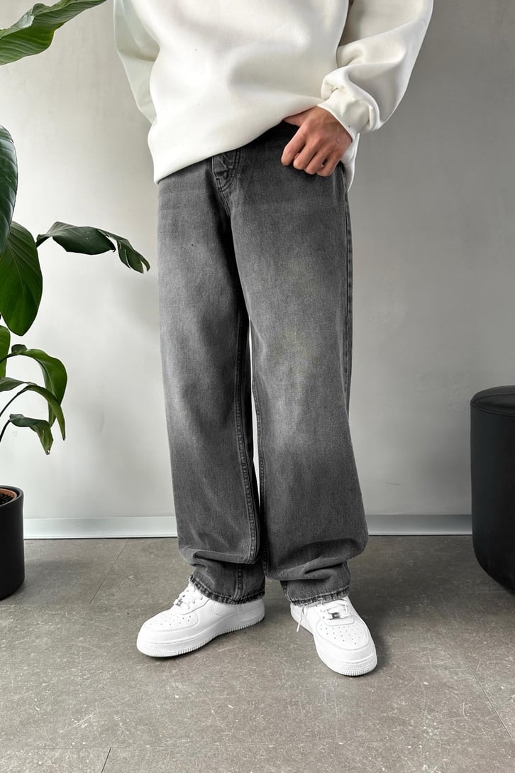 Dark Grey Washed Baggy Fit Denim 07