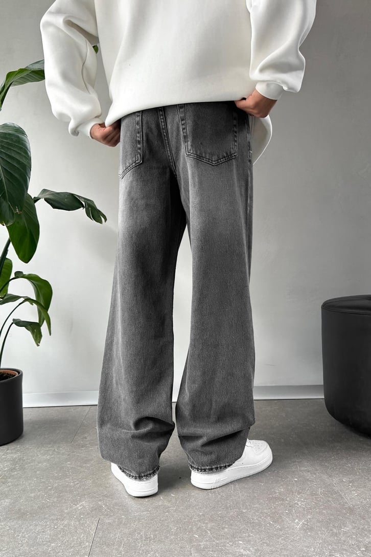 Dark Grey Washed Baggy Fit Denim 07