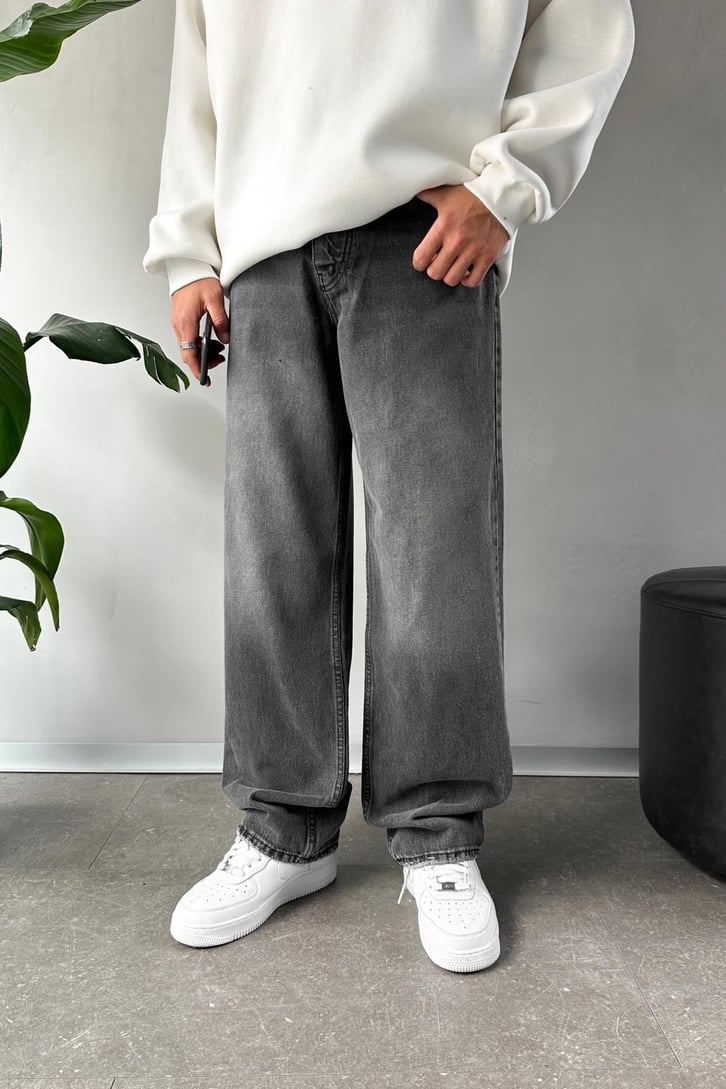 Dark Grey Washed Baggy Fit Denim 07