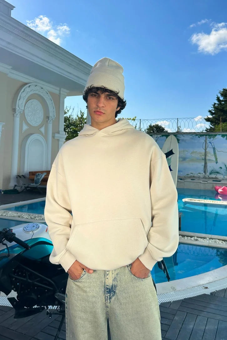 Biege Basic Oversized Hoodie