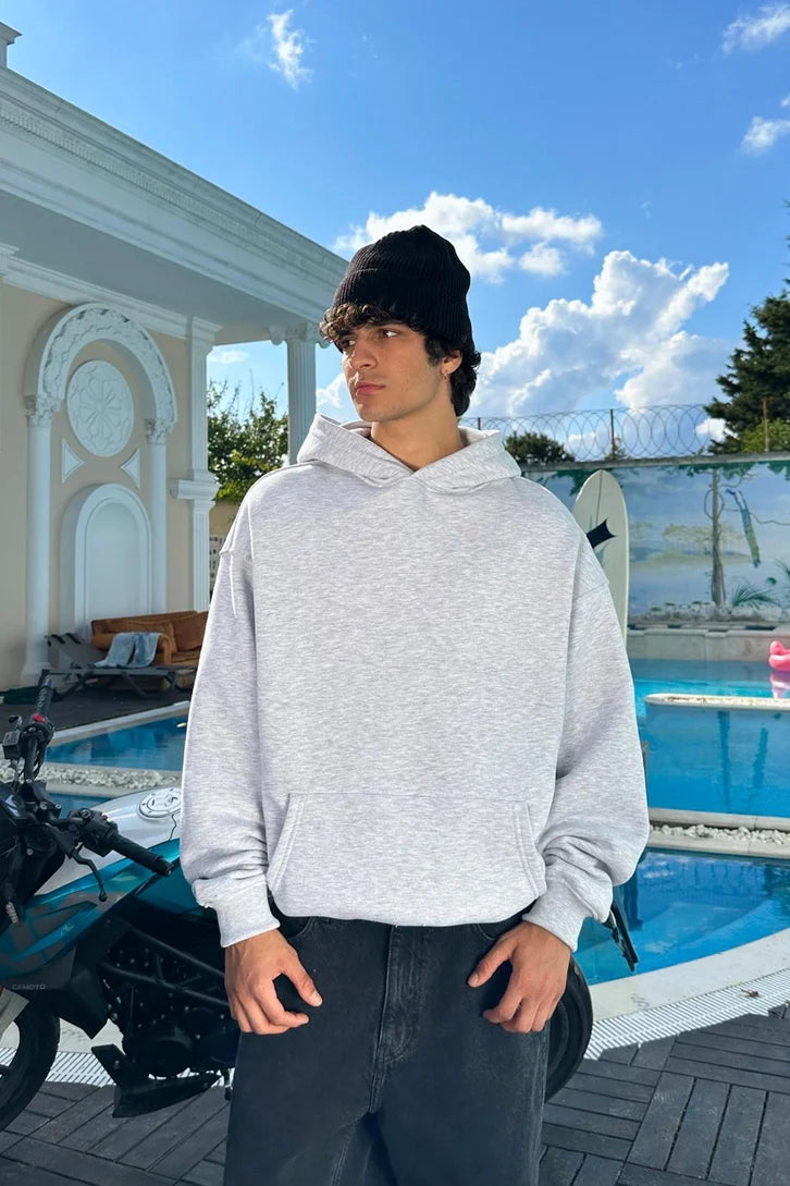 Gray Basic Oversized Hoodie