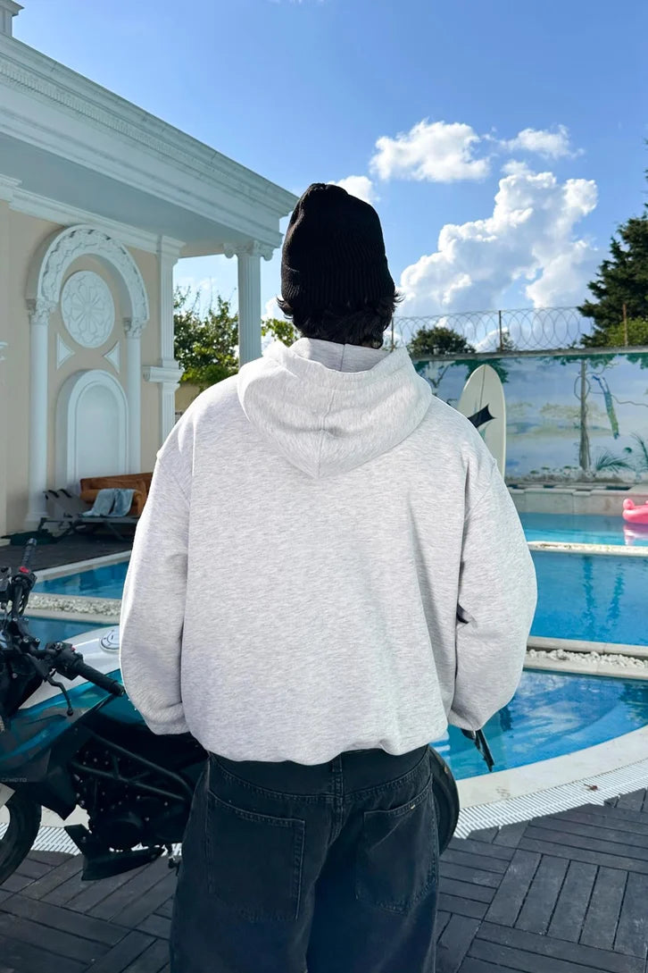 Gray Basic Oversized Hoodie