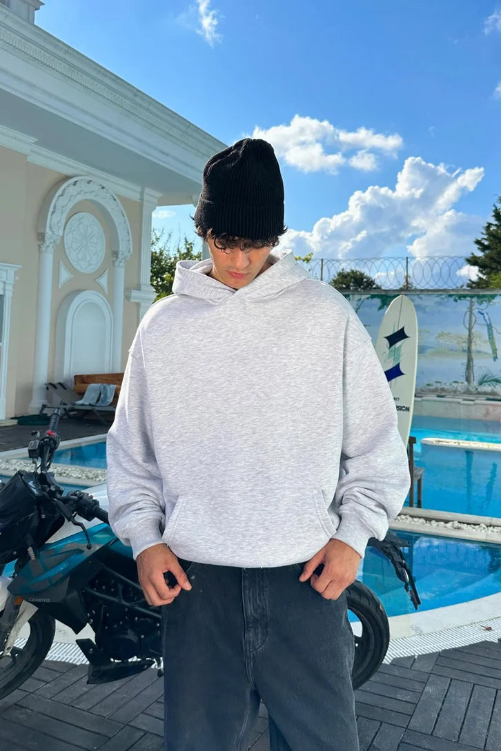 Gray Basic Oversized Hoodie